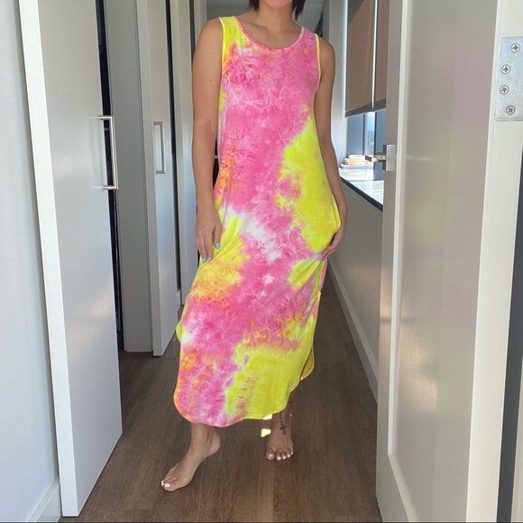 Neon Summer Maxi Dress Size Small - Picture 4 of 4